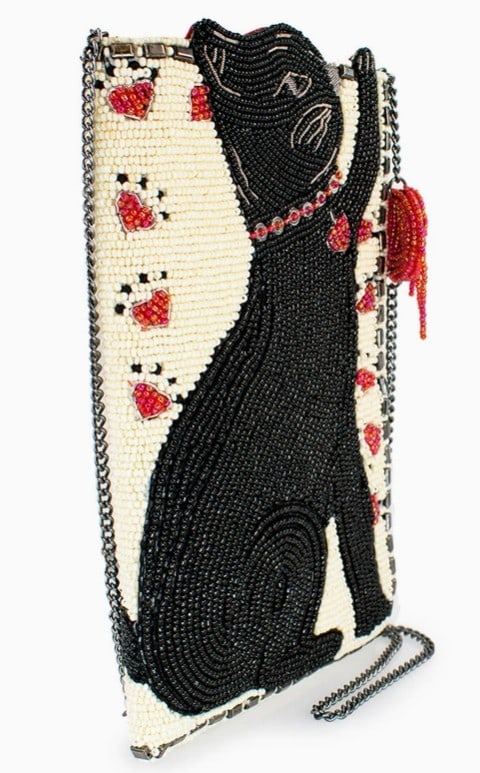 NEW MARY FRANCES PURR-SUIT KITTY CAT PHONE BAG: MARY FRANCES PURR-SUIT KITTY CAT AND YARN CROSSBODY BEADED PHONE BAG -New -Pounce on style with this purr-fect beaded crossbody phone bag. Featuring an adorable cat playing with a ball of yarn, this p