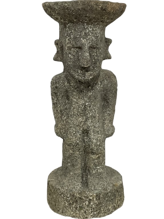 PRIMITIVE STYLE CARVED STONE FIGURAL SCULPTURE 16" (1 of 5)