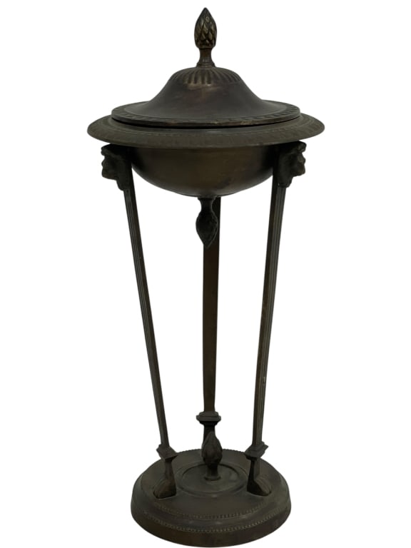 FRENCH GRAND TOUR STYLE BRONZE ATHENIENNE URN 12": *for alternative shipping options please go to www.dejavuauctionshipping.com -FRENCH GRAND TOUR STYLE BRONZE ATHENIENNE URN INCENSE BURNER OSCAR BACH STYLE -Elegant neoclassical bronze urn in the Gran