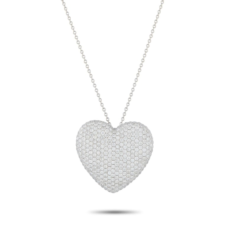 18K WHITE GOLD 3.1CT DIAMOND HEART NECKLACE (1 of 6)