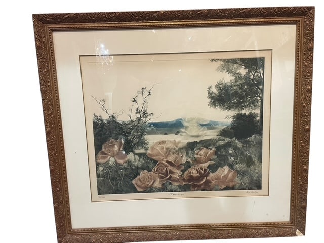 "ROSESCAPE" G.H. ROTHE FRAMED LITHOGRAPH 131/200: *For ALTERNATIVE SHIPPING QUOTES or local PICKUP details, please visit www.dejavuauctionshipping.com* "ROSESCAPE" SIGNED NUMBERED ONLY 200 LIMITED EDITION - 41" WIDE X 37" TALL IN SIZE - Stunning land