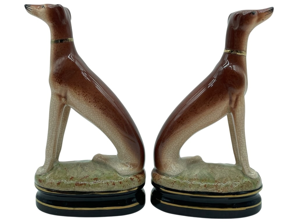 FITZ & FLOYD SABLE BROWN WHIPPET DOG STATUES 9" (1 of 5)
