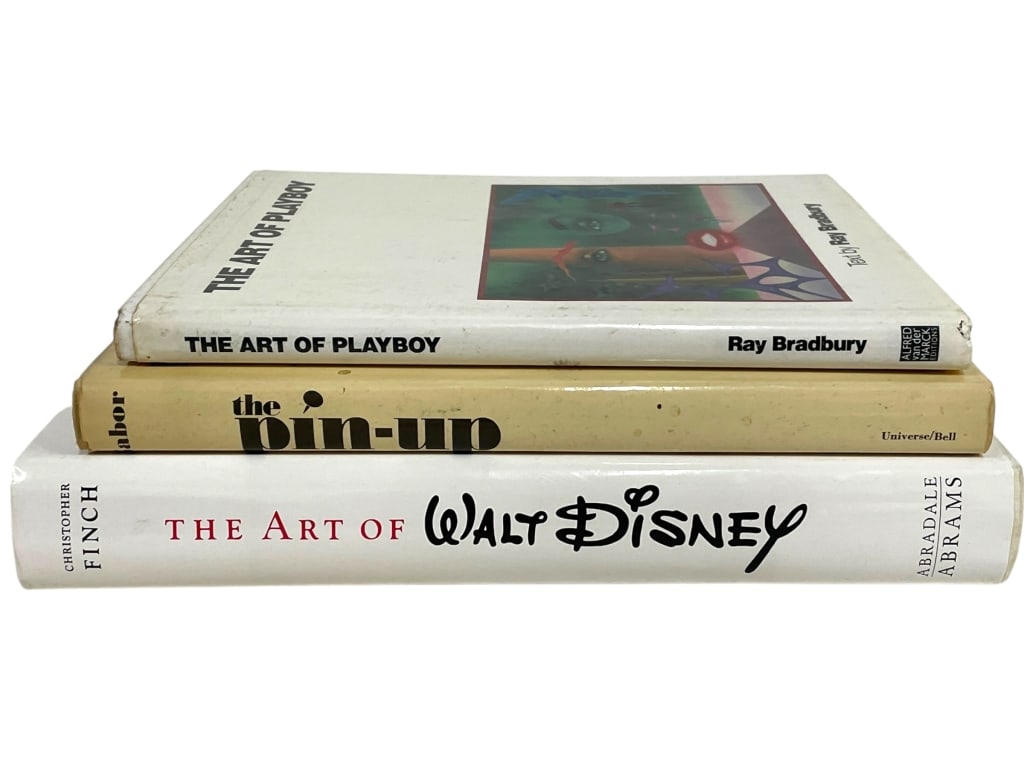 3 COLLECTIBLE ART COFFEE TABLE BOOKS W DISNEY 13": *for alternative shipping options please go to www.dejavuauctionshipping.com -COLLECTIBLE ART BOOK LOT – THE ART OF PLAYBOY, THE PIN-UP, & THE ART OF WALT DISNEY -Group of three collectible art and