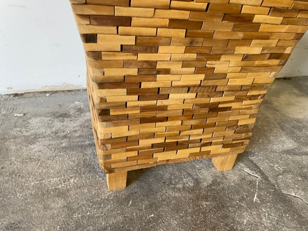 SOLID WOOD MOSAIC BLOCK ACCENT TABLE 18" - 6