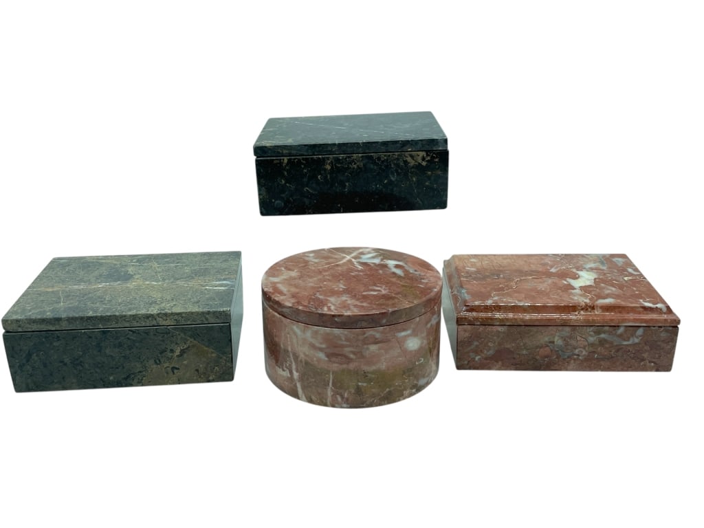 LOT OF 4 MARBLE LIDDED TRINKET BOXES 5" (1 of 9)