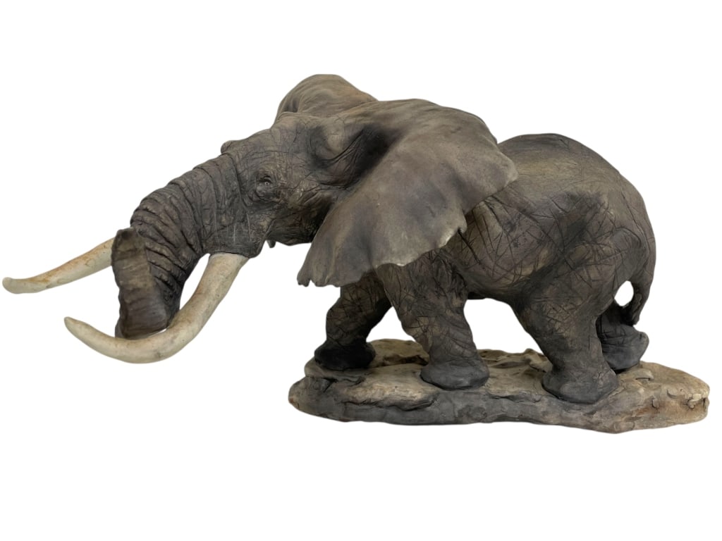 AFRICAN ELEPHANT WILDLIFE FIGURINE SCULPTURE 18" (1 of 5)