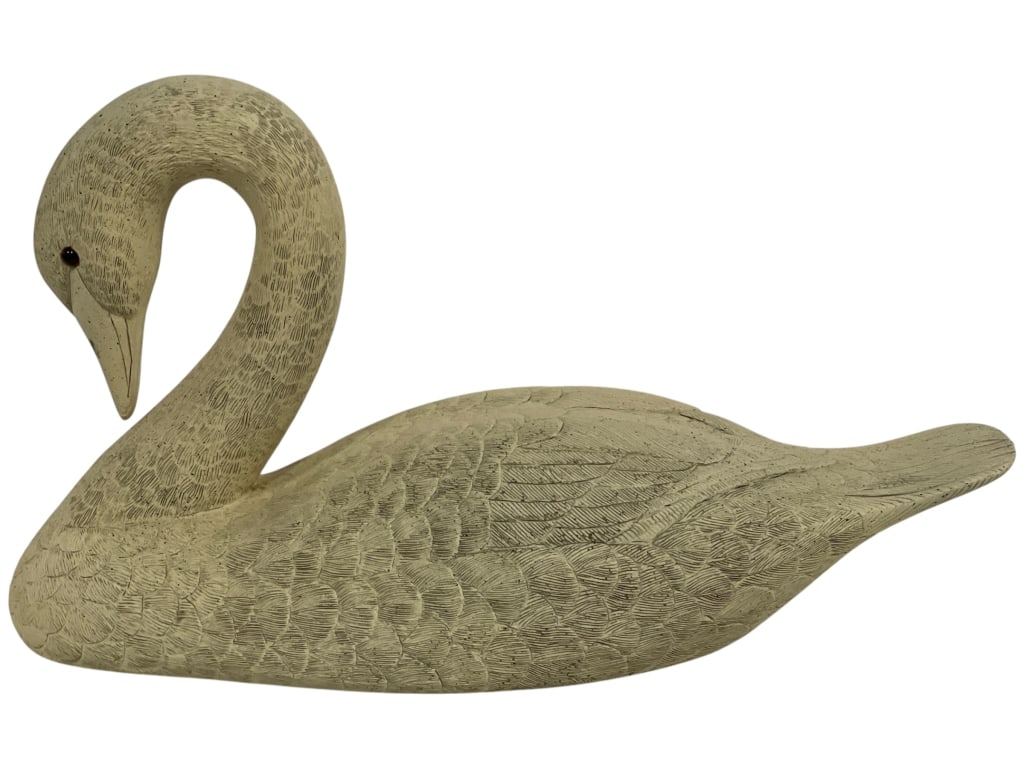 RICK STAHNKE RESIN GOOSE DECOY SCULPTURE 15": *for alternative shipping options please go to www.dejavuauctionshipping.com -SIGNED RICK STAHNKE RESIN GOOSE DECOY SCULPTURE -Decorative wildlife sculpture of a goose decoy by artist Rick Stahnke, cr