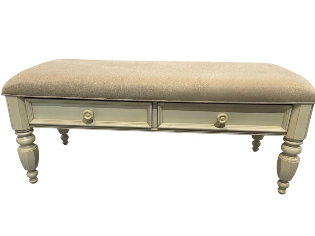 KEVIN CHARLES UPHOLSTERED TWO DRAWER BENCH (1 of 5)