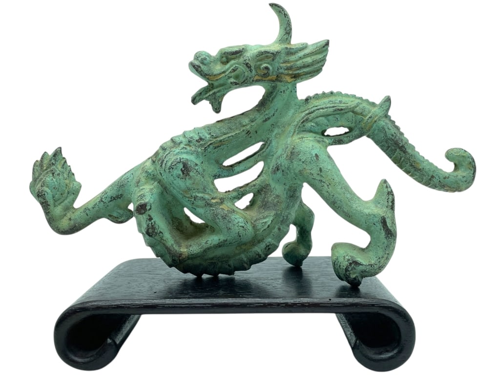 CHINESE FENG SHUI PATINATED COPPER DRAGON 6" (1 of 8)
