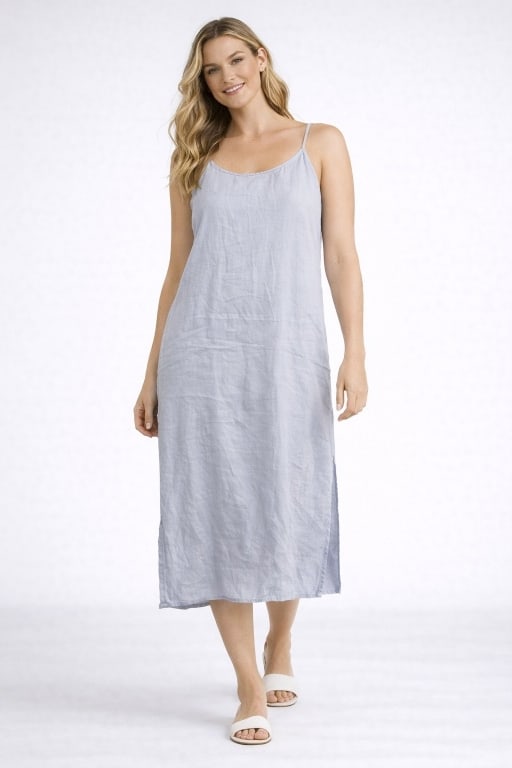 NEW SOFT BLUE GRAY LINEN SUMMER DRESS L XL: For ALTERNATE shipping quote or LOCAL PICK-UP DETAILS, please visit www.dejavuauctionshipping.com By bidding on this listing, you understand and agree to be bound by the terms and conditions of DejaVu