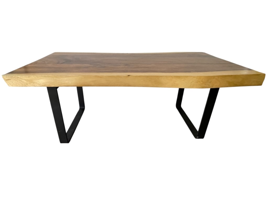 LIVE EDGE SOLID WOOD BENCH W BLACK METAL LEGS 48" (1 of 5)