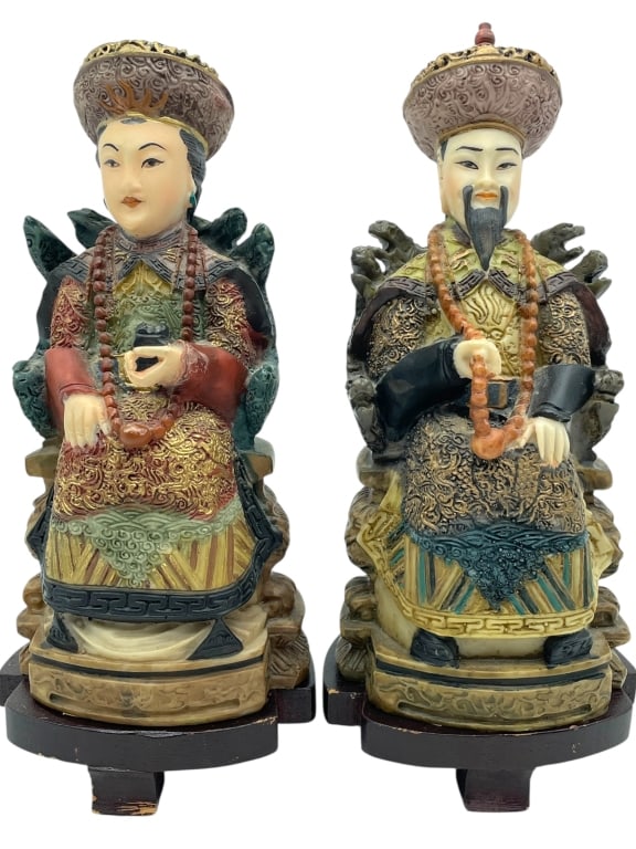PAIR VINTAGE CHINESE EMPEROR AND EMPRESS 9" (1 of 6)