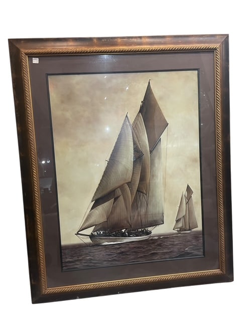 ADELA 1908 DARK SAILBOAT FRAMED PRINT WM MATTHEWS (1 of 9)