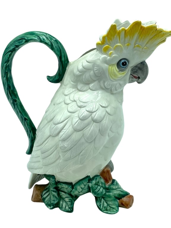 FITZ & FLOYD COCKATOO CERAMIC PITCHER 10" (1 of 8)
