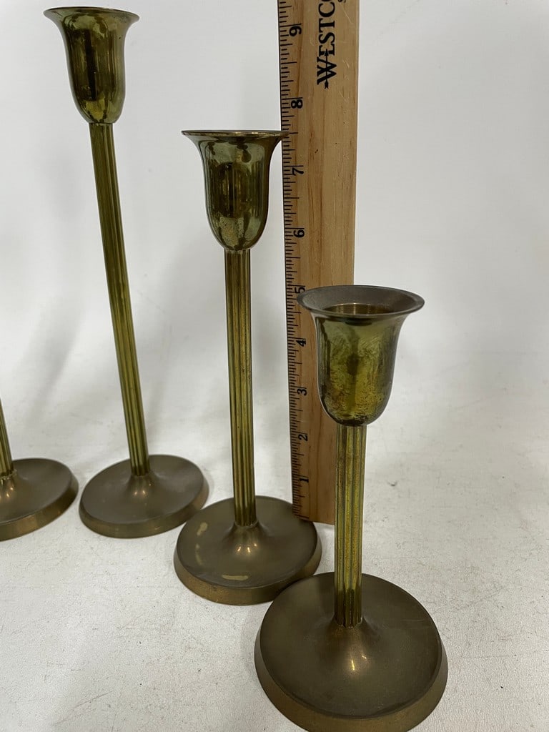 6 CENTURY SOLID BRASS CANDLESTICKS 10" - 10