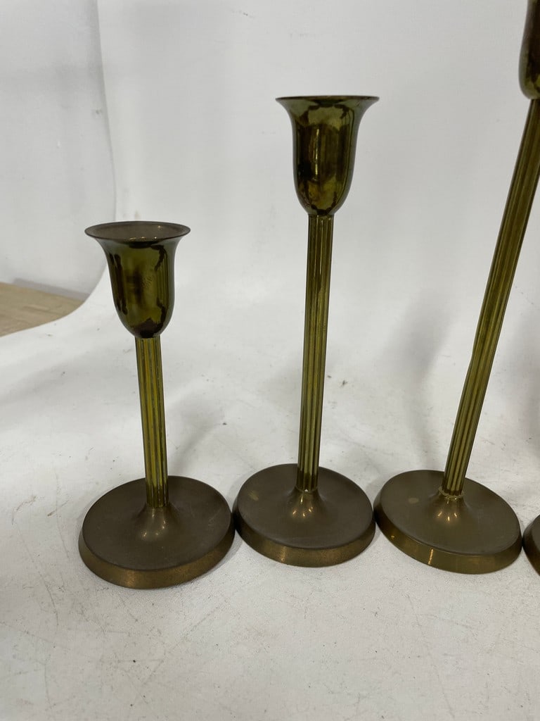 6 CENTURY SOLID BRASS CANDLESTICKS 10" - 7