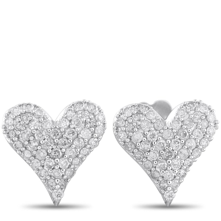 14K WHITE GOLD 0.25CT DIAMOND HEART EARRINGS (1 of 4)