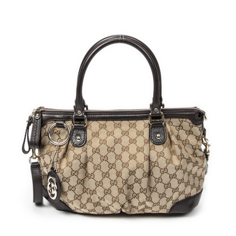 GUCCI SUKEY TOP HANDLE BROWN/BEIGE MONOGRAM BAG (1 of 12)