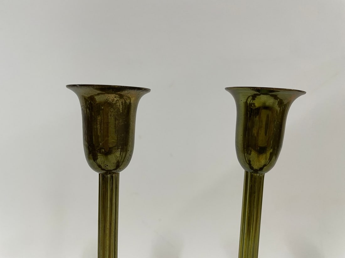 6 CENTURY SOLID BRASS CANDLESTICKS 10" - 4