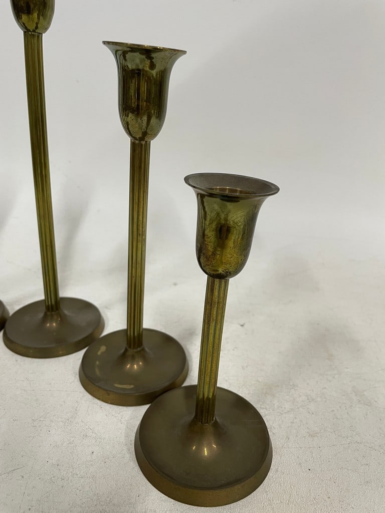 6 CENTURY SOLID BRASS CANDLESTICKS 10" - 6