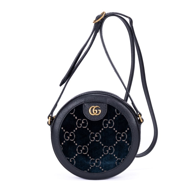 GUCCI GG VELVET ROUND CROSSBODY BLACK BAG (1 of 13)