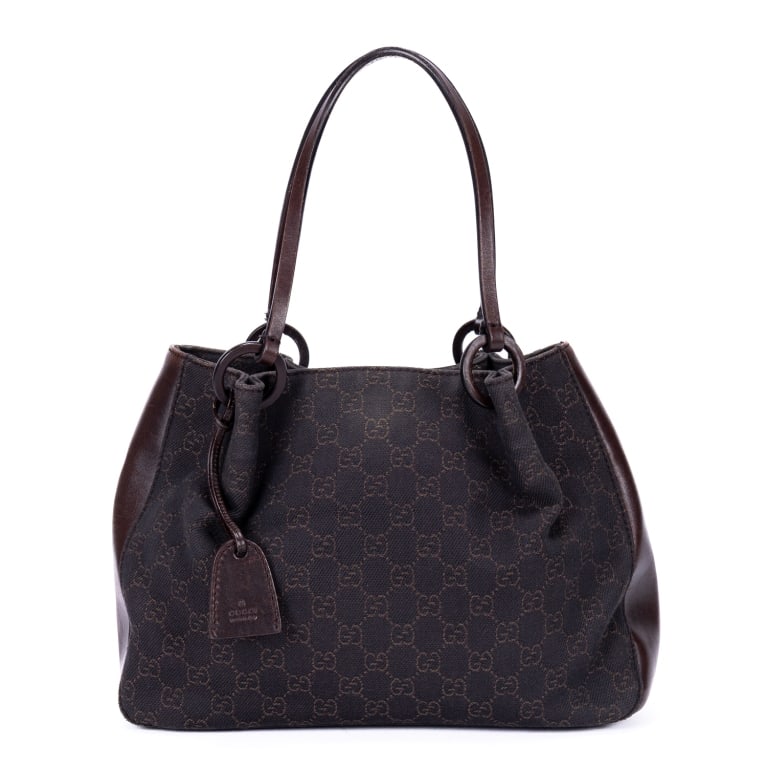 GUCCI GG O-RING TOTE DARK BROWN MONOGRAM BAG (1 of 12)