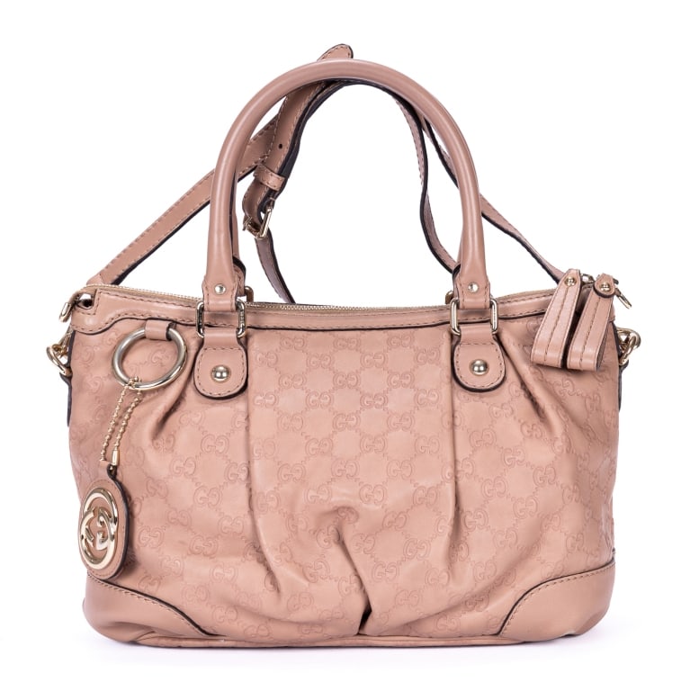 GUCCI SUKEY TOP HANDLE MED PINK GUCCISSIMA BAG: Gucci Sukey Top Handle Medium Pink Guccissima Calfskin Leather Silver * COLOR: Pink * PRODUCTION CODE: 247002-203998 * INCLUDED: Strap, GG Logo Hang Tag A * CONDITION: 30*24*12cm * (3cm = 1inch approx