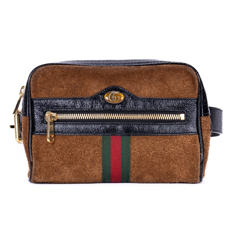 GUCCI WEB OPHIDIA BELT BAG S BROWN SUEDE BAG: Gucci Web Ophidia Belt Bag Small Brown Suede Leather Gold * COLOR: Brown * PRODUCTION CODE: 517076-486628 * INCLUDED: Belt Strap, Dustbag AB * CONDITION: 18*13*6cm * (3cm = 1inch approximately) * Luxu