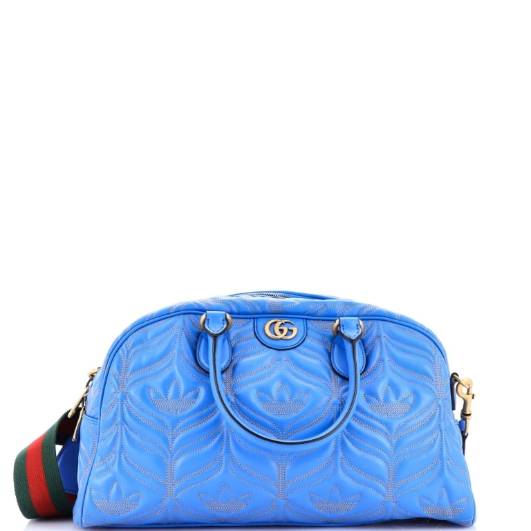 GUCCI ADIDAS DUFFLE MEDIUM BLUE QUILTED BAG - 2