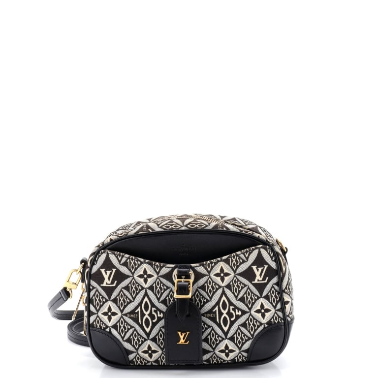 LOUIS VUITTON LTD 1854 DEAUVILLE MINI BLACK BAG: Louis Vuitton Ltd. Ed. Since 1854 Deauville Mini Black Jacquard Since 1854 Textile Canvas Golden Brass * COLOR: Black * PRODUCTION CODE: PL4230 (43rd Week of 2020) * INCLUDED: Detachable Strap, Luggag