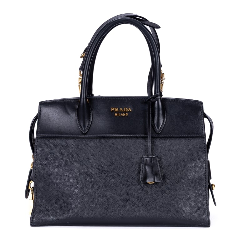 PRADA ESPLANADE TOTE BLACK SAFFIANO GOLD BAG (1 of 13)