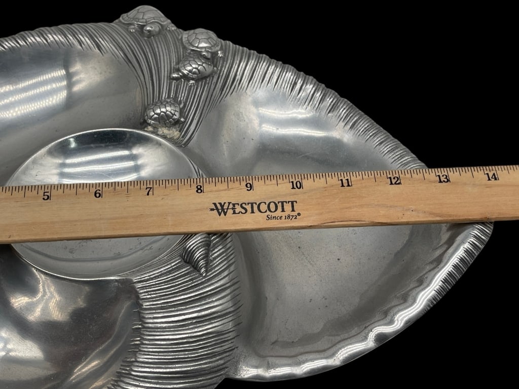 ALUMINUM SEA SERVING TRAY DIVIDED TURTLE SHELL - 3