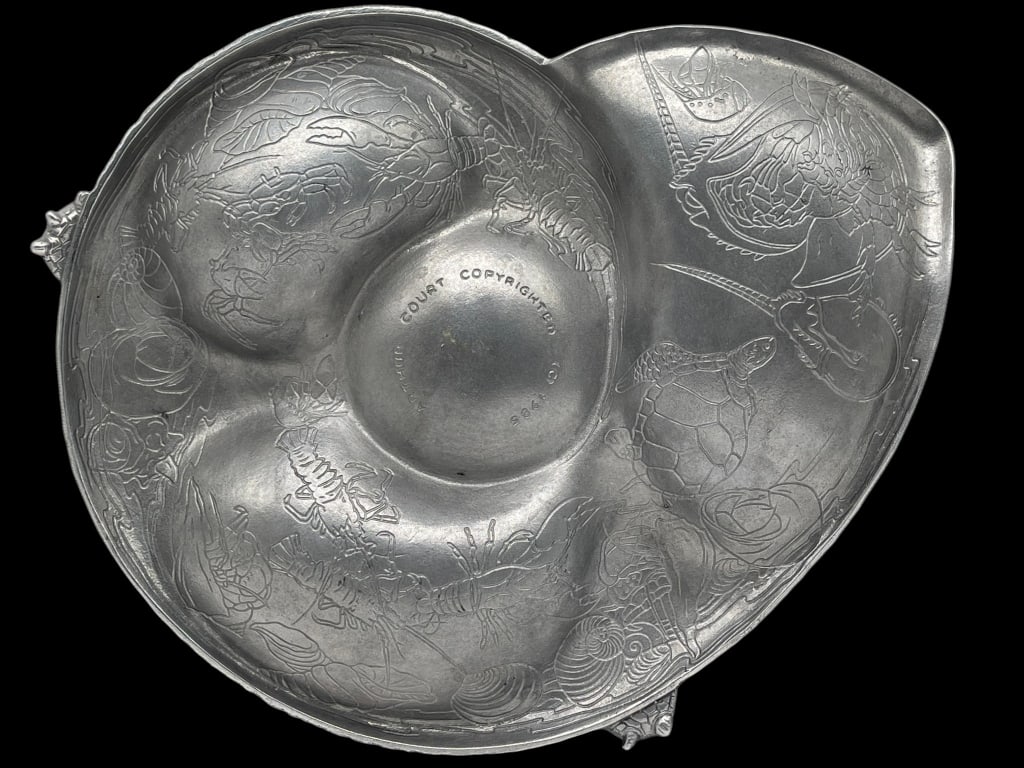 ALUMINUM SEA SERVING TRAY DIVIDED TURTLE SHELL - 4