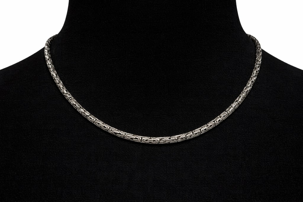925 STERLING BYZANTINE BRAID CHAIN NECKLACE 16" (1 of 8)