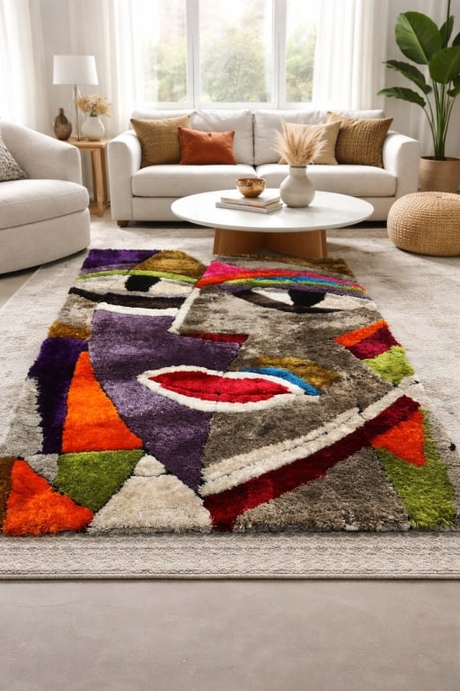 PICASSO CUBISM FACE COLORFUL POST MODERN 92X63": IMPOSSIBLE not to want this for your own home! Stunning colorful cubist face in true Picasso format and love Colorful and the real centerpiece of the room! Excellent and clean condition. Measures 92.5