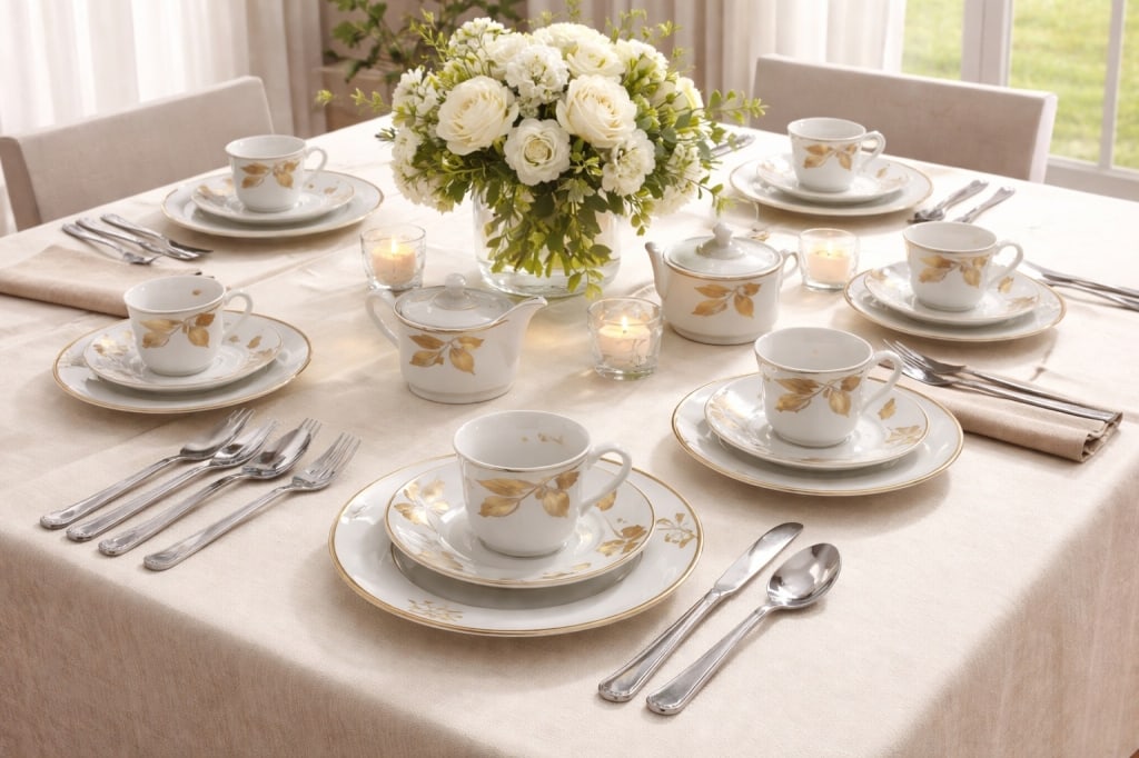 EXQUISITE SET OF MIKASA GOLD RIM CHINA 64 PIECES (1 of 20)