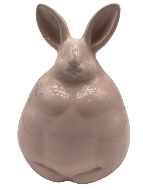 PINK CERAMIC BUNNY FIGURE ABSTRACT STATUE 8" (1 of 5)