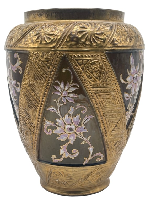 GOLD ETCHED VASE DECORATIVE FLORAL PANELS 13" (1 of 5)