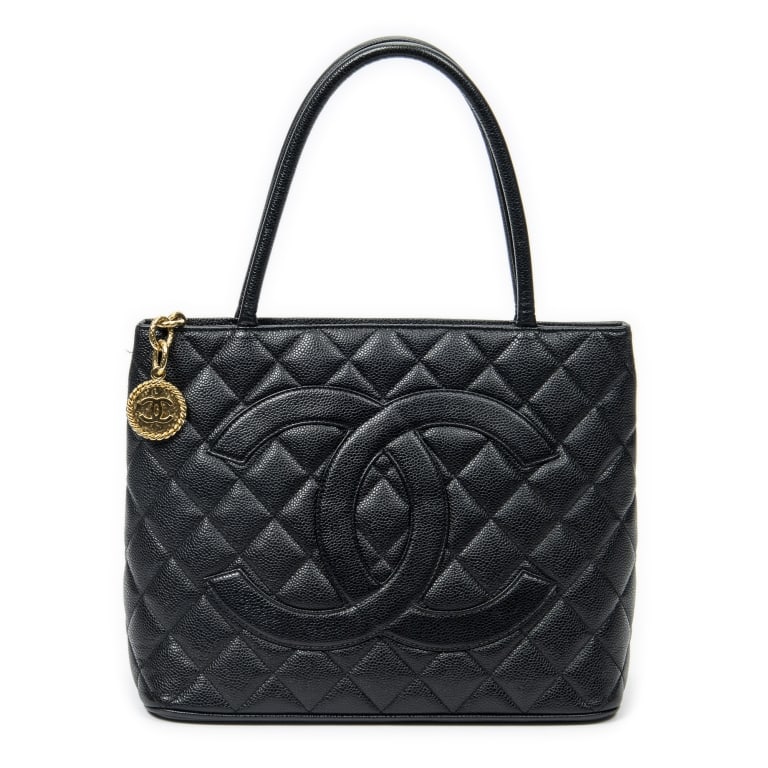 CHANEL TIMELESS MEDALLION BLACK QUILTED CAVIAR BAG (1 of 11)