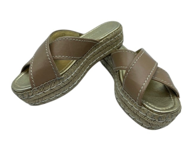 PRADA LEATHER PLATFORM ESPRADILLE SLIDE SANDALS 9 (1 of 9)