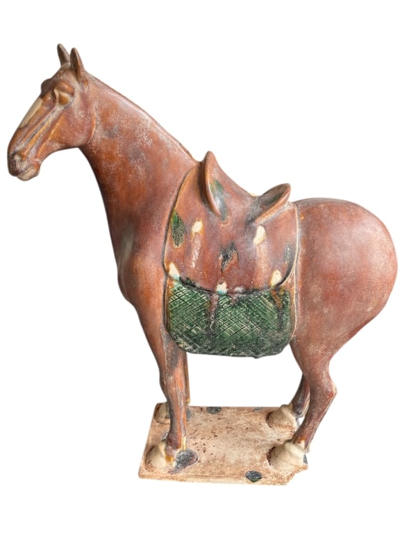 TANG STYLE SANCAI GLAZED HORSE SCULPTURE 19" (1 of 4)