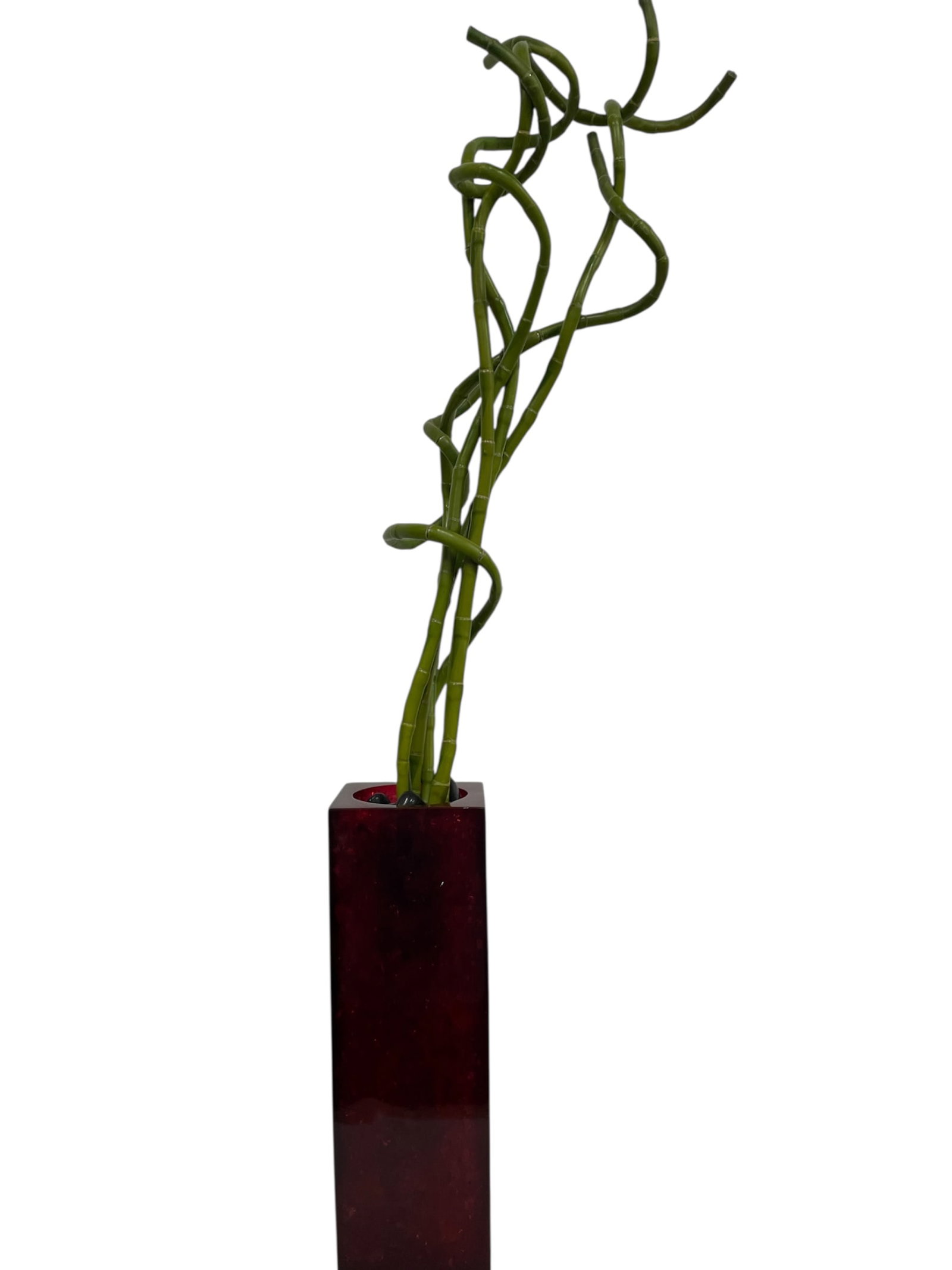 TALL MODERN FAUX CURLY BAMBOO ARRANGEMENT 43": *for alternative shipping options please go to www.dejavuauctionshipping.com -TALL MODERN FAUX CURLY BAMBOO ARRANGEMENT IN SLEEK RECTANGULAR PLANTER 17" X 6" X 6" 43" H OVERALL W PLANT Contemporary de