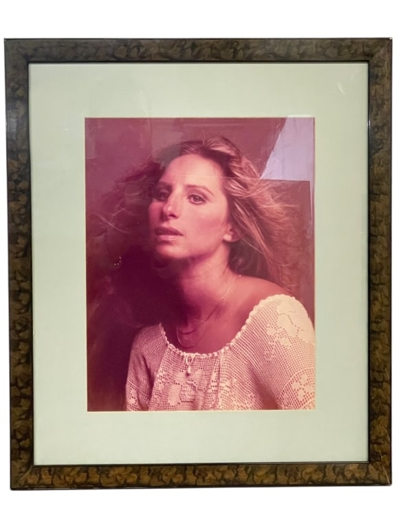 BARBRA STREISAND SOFT FOCUS GLAMOUR PORTRAIT 21": *for alternative shipping options please go to www.dejavuauctionshipping.com -FRAMED BARBRA STREISAND SOFT FOCUS GLAMOUR PORTRAIT 21" X 18" APPROX -Elegant framed portrait of Barbra Streisand featurin