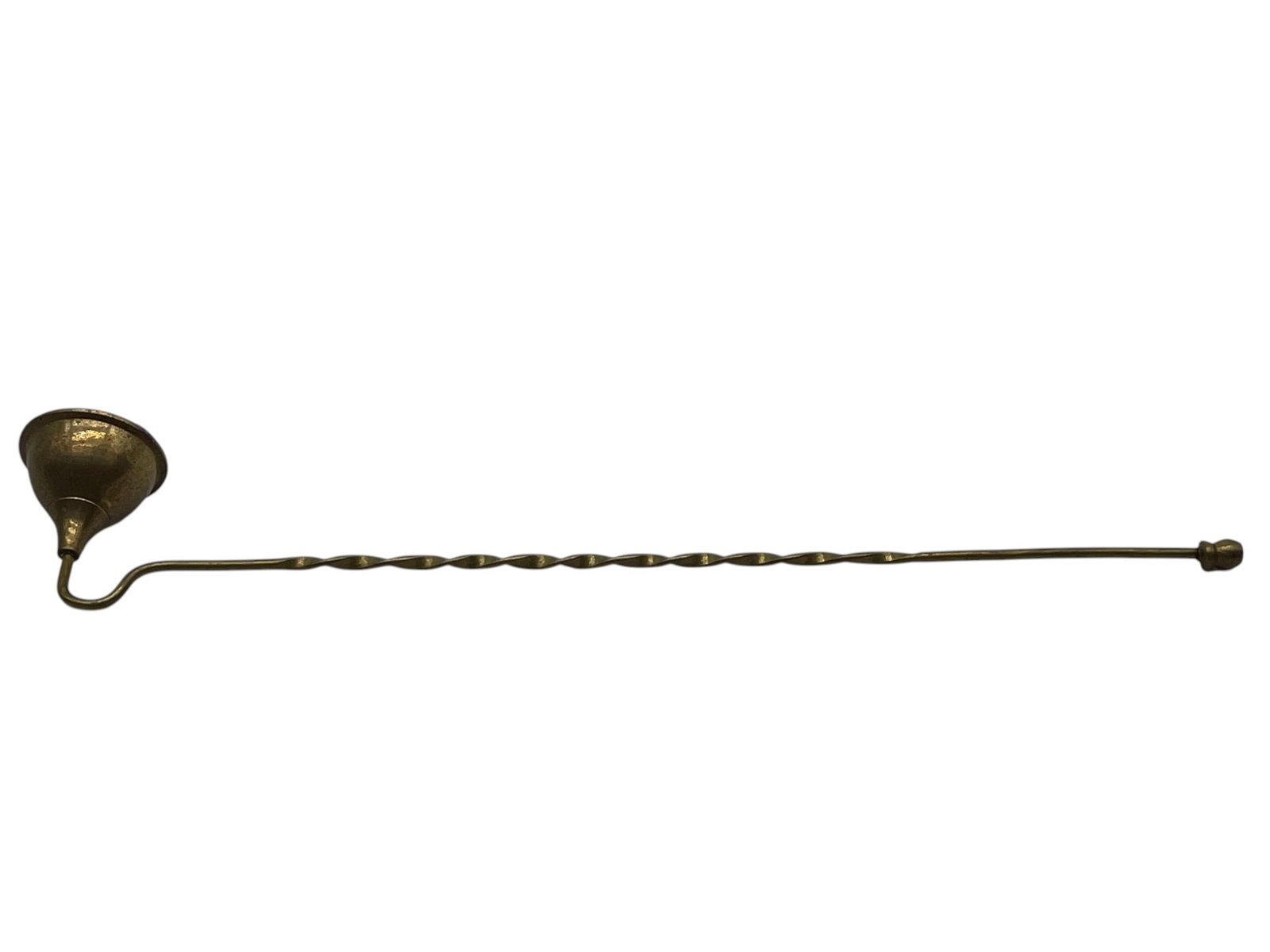 BRASS CANDLE SNUFFER WITH TWISTED HANDLE VINTAGE (1 of 4)