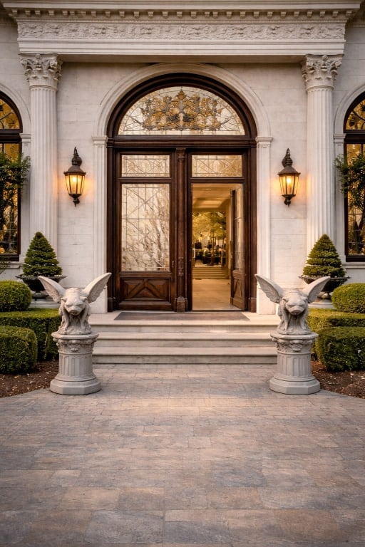 PAIR OF ARCHITECTURAL STONE GARGOYLE FIGURES 24" TALL (1 of 10)