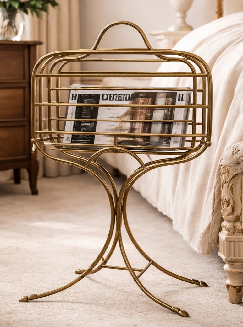 BRASS MAGAZINE RACK MID CENTURY MODERN STYLE 24" (1 of 10)