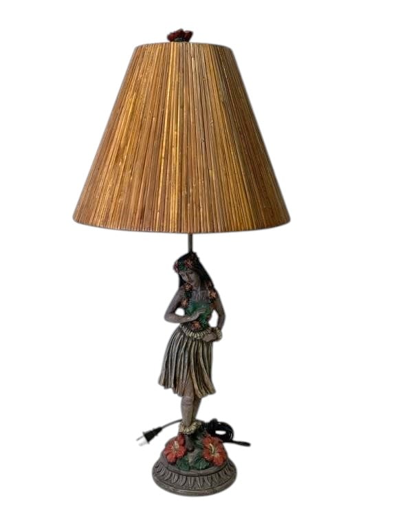 PACIFIC LIGHTING CO 2003 VTG HULA GIRL RATTAN LAMP (1 of 9)