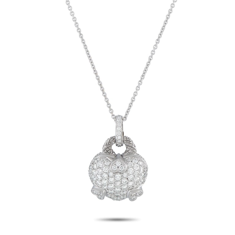 JUDITH RIPKA 18K WHITE GOLD 2.50CT DIAMOND PENDANT: A creative design ensures this Judith Ripka necklace will continually capture your heart. Set in 18K White Gold, a charming heart-shaped pendant comes to life thanks to sparkling Diamonds with a total