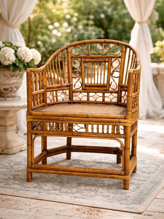BRIGHTON PAVILION BAMBOO & RATTAN ARMCHAIR 35" (1 of 12)