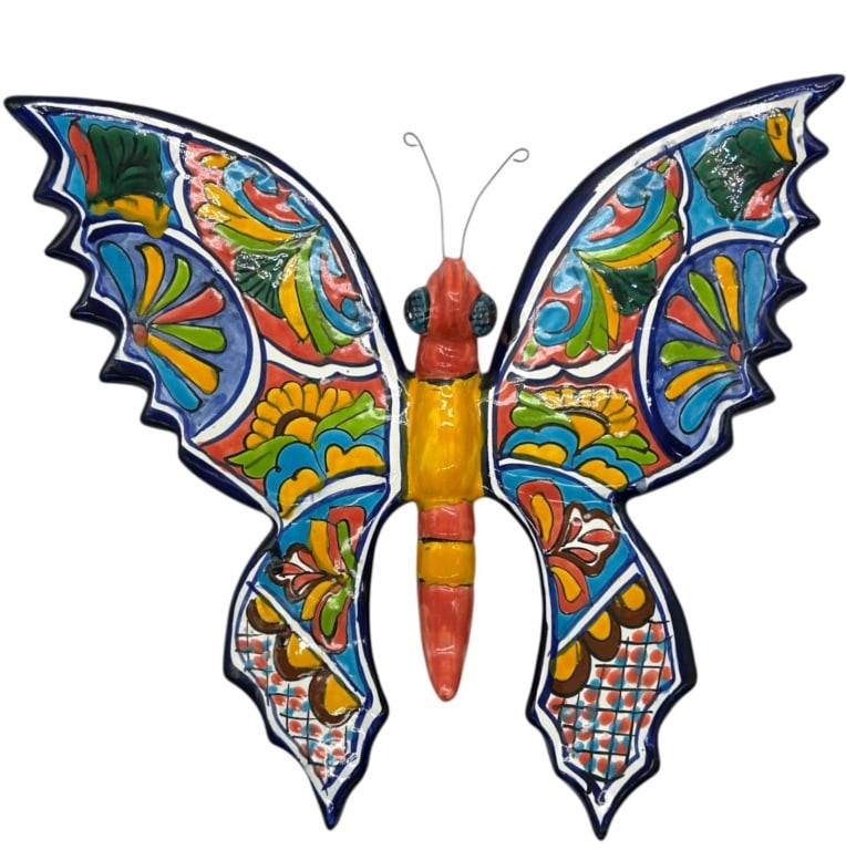 MEXICAN TALAVERA CERAMIC BUTTERFLY SCULPTURE 18" (1 of 11)
